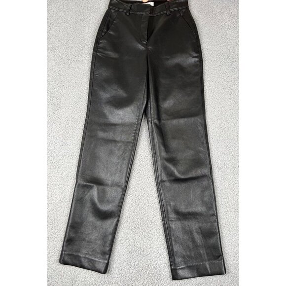 ARITZIA Babaton Women's Pants Vegan Faux Leather Black Size 0 24x28 CA 23725 - Picture 1 of 14
